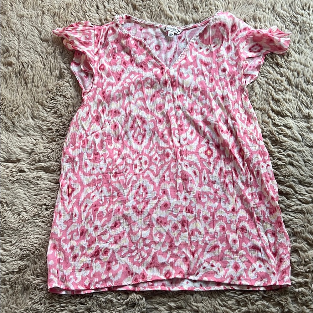 Nanette Lepore Pink and White Blouse